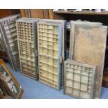 SEVENTEEN EARLY 20TH CENTURY TYPECASE DRAWERS fifteen 37cm x 83cm and two 42cm x 37cm Condition: