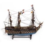 A SCALE MODEL OF HMS VICTORY 54cm long together with a small quantity of silver plate to include a