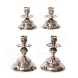 TWO PAIRS OF SILVER DANISH CANDLESTICKS bearing marks for A Dragsted 1947, combined weight 798.5