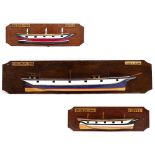 THREE MID TO LATE 20TH CENTURY WOODEN PAINTED HALF SHIP MODELS Queen 1904, Poole Dublin 1905,