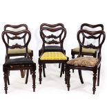 A SET OF EIGHT VICTORIAN MAHOGANY BALLOON BACK DINING CHAIRS with upholstered inset seats and turned