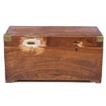 A TEAK AND CAMPHOR WOOD CHEST 105cm wide x 52cm deep x 52cm high Condition: later brass corners to