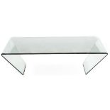 A CONTEMPORARY GLASS COFFEE TABLE 116cm wide x 70cm deep x 31.5cm high Condition: chip to one side