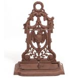 AN ANTIQUE PAINTED CAST IRON STICK STAND 35cm wide x 26.5cm deep x 74cm high Condition: an edge