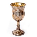 A WILLIAM IV SILVER GOBLET with engraved decoration to the front, bearing marks for London 1836,