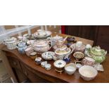 A MIXED COLLECTION OF ANTIQUE PORCELAIN AND POTTERY to include a pair of Berlin porcelain cabinet