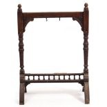 A VICTORIAN OAK GOTHIC REVIVAL GONG STAND 68.5cm wide x 95.5cm high Condition: in need of