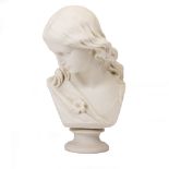 A COPELAND PARRIANWARE BUST OF A YOUNG GIRL after Noble, with impressed mark to the reverse, 32cm