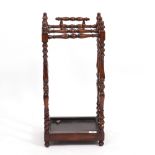 A LATE 20TH CENTURY TURNED MAHOGANY STICK STAND 32cm wide x 24cm deep x 66cm high Condition: glued