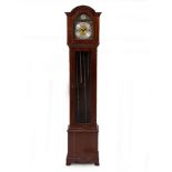 A MODERN MAHOGANY CASED 'GRANDMOTHER' CLOCK with a three train movement striking the quarter hours