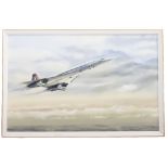 MAURICE GARDNER Concord in flight, oil on board, 42.5cm x 67.5cm Condition: some surface scratches