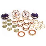 A SET OF SEVEN SPODE COFFEE CANS AND SAUCERS and two further saucers, further gold decorated