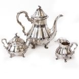 A THREE PIECE DANISH SILVER COFFEE SET with Danish assay makers mark Johannes Siggard (1932-1960),