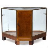 AN EARLY 20TH CENTURY BRASS MOUNTED GLASS SHOP DISPLAY CABINET by Sage & Co Limited London, 116cm