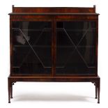 A GEORGIAN STYLE MAHOGANY BOOKCASE with twin astragal glazed doors, raised on square tapering