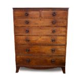 A LARGE SIZE VICTORIAN MAHOGANY CHEST OF TWO SHORT AND FIVE GRADUATED DRAWERS with turned knob