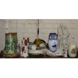 A COLLECTION OF CERAMICS to include a Parrianware type figural group of a Scottish gentleman and his