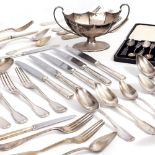 A COLLECTION OF WHITE METAL AND SILVER PLATED CUTLERY some marked 800 Condition: surface