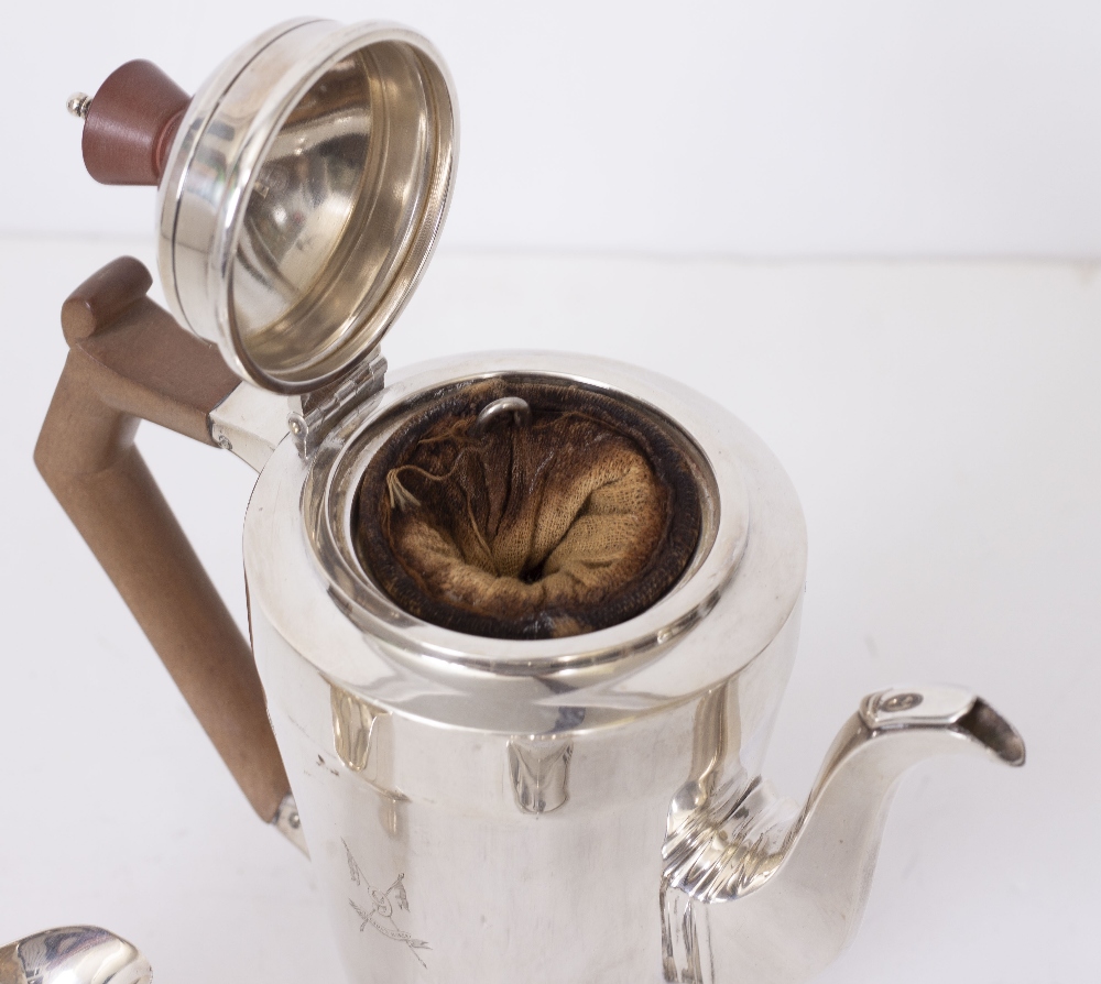 AN ART DECO SILVER COFFEE SET with marks for London 1934 and makers mark 'Goldsmiths and - Image 3 of 6