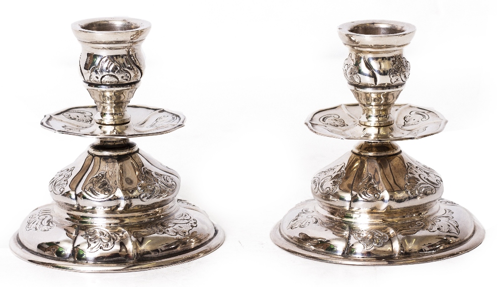 TWO PAIRS OF SILVER DANISH CANDLESTICKS bearing marks for A Dragsted 1947, combined weight 798.5 - Image 3 of 3