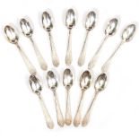 AN EXTENSIVE CANTEEN OF SILVER PLATED CUTLERY decorated to the finial and handles with scrolling