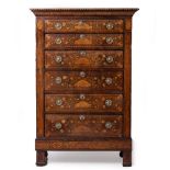 AN EARLY 19TH CENTURY DUTCH MARQUETRY INLAID CHEST OF SIX DRAWERS 106cm wide x 46.5cm deep x 158.5cm