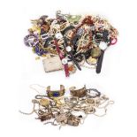 A COLLECTION OF COSTUME JEWELLERY, jewellery and coinage to include a Tissot ladies wrist watch,