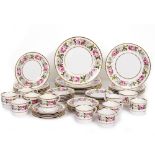 A ROYAL WORCESTER ROYAL GARDEN PATTERN PART DINNER AND TEA SERVICE consisting of seven 27cm diameter