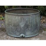 A LARGE COPPER COPPER OR COOKING VESSEL with looping handles 82cm x 53cm