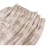 TWO PAIRS OF PENCIL PLEATED PLAID CREAM, BEIGE AND BLUE CURTAINS each curtain measuring 224cm x