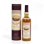 WHISKY A bottle of Glenmorangie 1972 single barrel distilled on the 21 September 1972 bottled on the