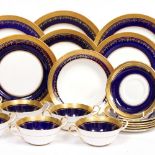 AN AYNSLEY GEORGIAN COBALT PATTERN DINNER SERVICE pattern number 7348 consisting of eleven dinner