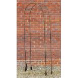 A WROUGHT IRON BLACK PAINTED ROSE ARCH 89cm wide x 28cm deep x 220cm high