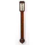 A GEORGE III MAHOGANY CASED STICK BAROMETER by Dollond of London, silvered dial with vernier scale