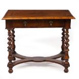 AN 18TH CENTURY WALNUT SIDE TABLE with inlaid stringing and banded decoration to the top with