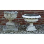 A COMPOSITE STONE PLANTER OF SHALLOW CAMPANA FORM 58cm deep x 47cm high and a composite stone