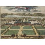 AN 18TH CENTURY PRINT by Bowlers depicting the Royal Hospital at Chelsea and Ranelaigh Gardens,
