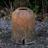 AN OLD TERRACOTTA RHUBARB FORCER 38cm diameter x 50cm high