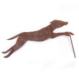 A STEEL ORNAMENT in the form of a profile of a greyhound running, 65.5cm long