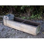 A SMALL GALVANIZED WATER TROUGH OR PLANTER 124cm long x 34cm deep x 37cm high