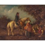 IN THE MANNER OF GEORGE MORLAND Trying to sell a rabbit, oil on panel, signed G. Morland and dated