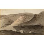 CIRCLE OF THOMAS GIRTIN (1775-1802) Fishermen before a ruined castle