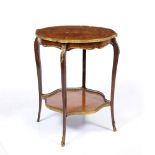 A 19TH CENTURY FRENCH HARDWOOD OCCASIONAL TABLE with serpentine top, decorated with floral