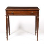 A 19TH CENTURY MAHOGANY SIDE TABLE in the manner of Gillows with faux freeze drawer to the front and