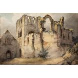 ATTRIBUTED TO JOSEPH BARKER Abbey ruins, watercolour, 19.5cm x 29.5cm