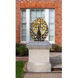 DAVID HARBER (21ST CENTURY ENGLISH SCHOOL) 'Bud', bronze, stainless steel and parcel gilt, 100cm