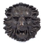 A BRONZED CAST COMPOSITE LION MASK 40cm wide x 41cm high