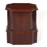 A 19TH CENTURY MAHOGANY PLINTH OR COMMODE STOOL the square section top with inverted corners and