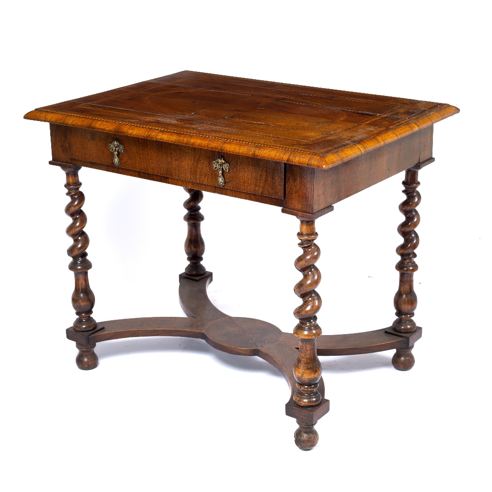 AN 18TH CENTURY WALNUT SIDE TABLE with inlaid stringing and banded decoration to the top with - Image 3 of 7