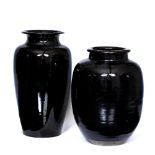 A BLACK GLAZED ORIENTAL VASE